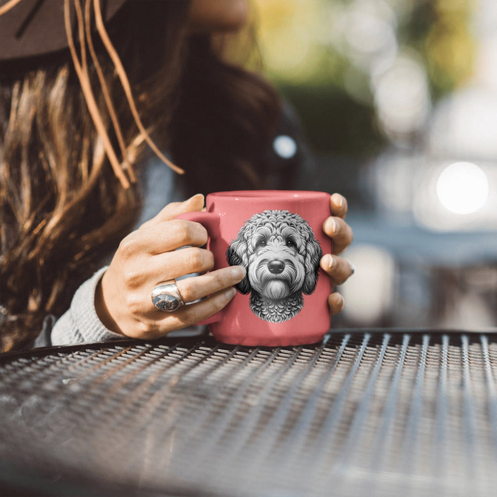 Golden doodle mug mockup photo