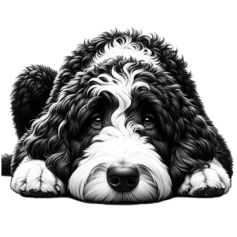 Bernedoodle sad face png transparent background