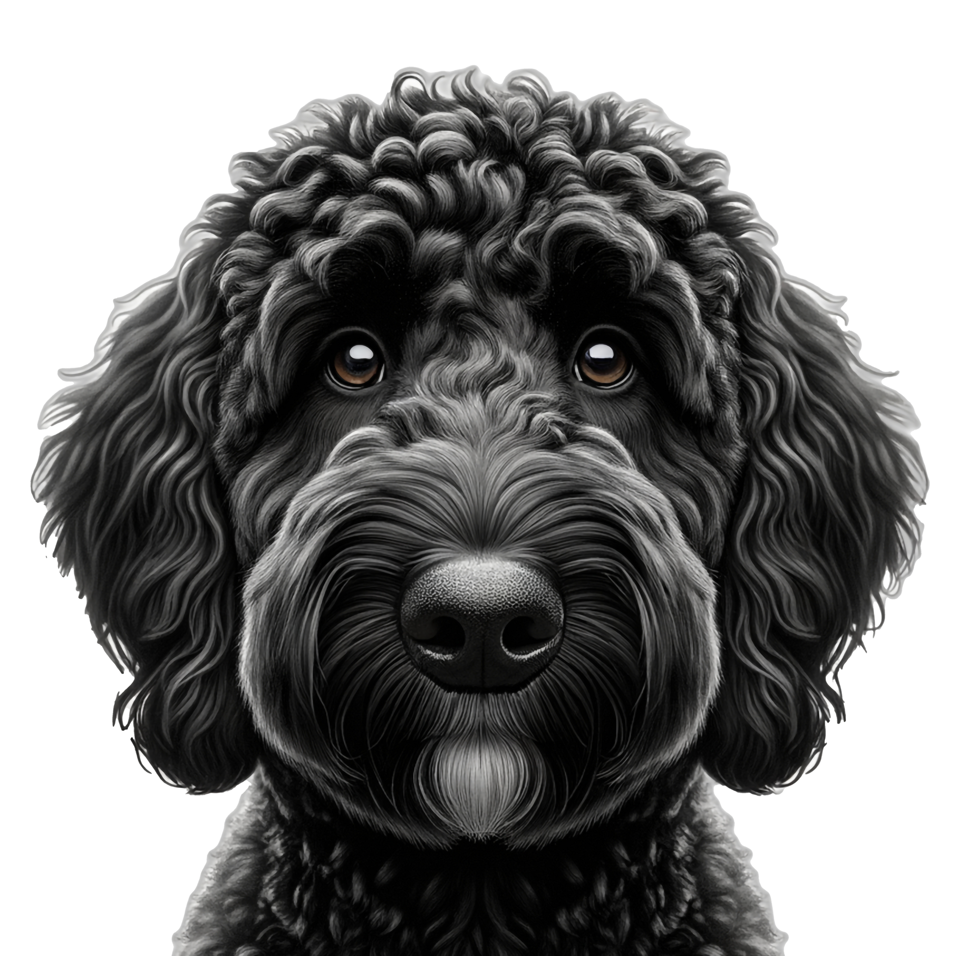 Black poodle head png file transparent background