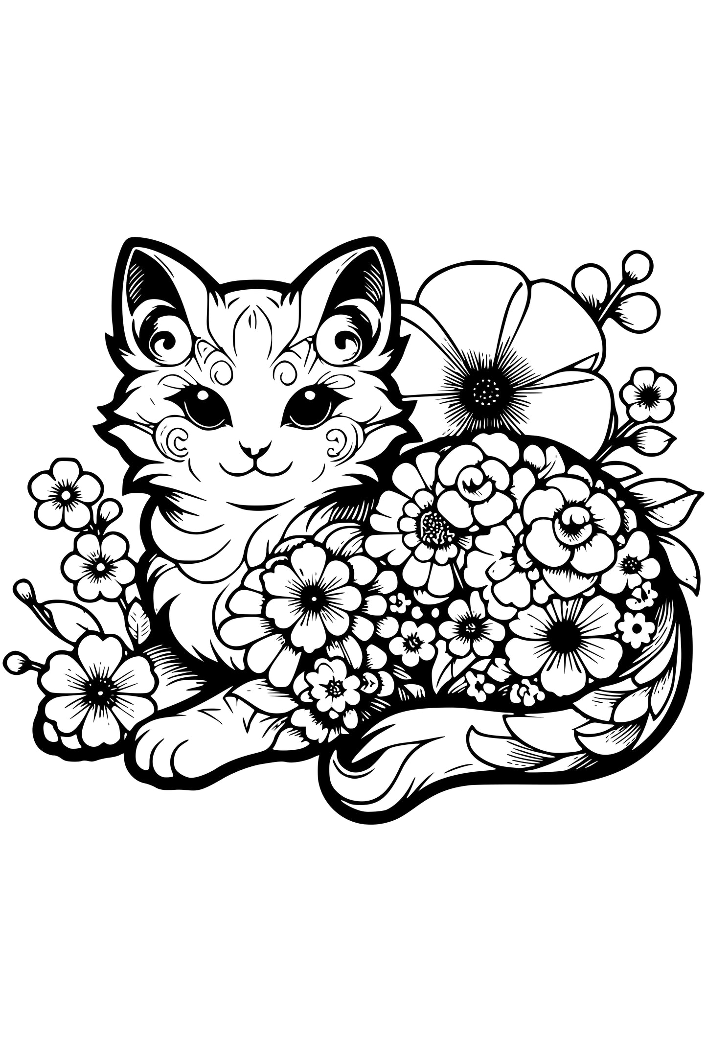 Fantasy Art Design  Floral cat