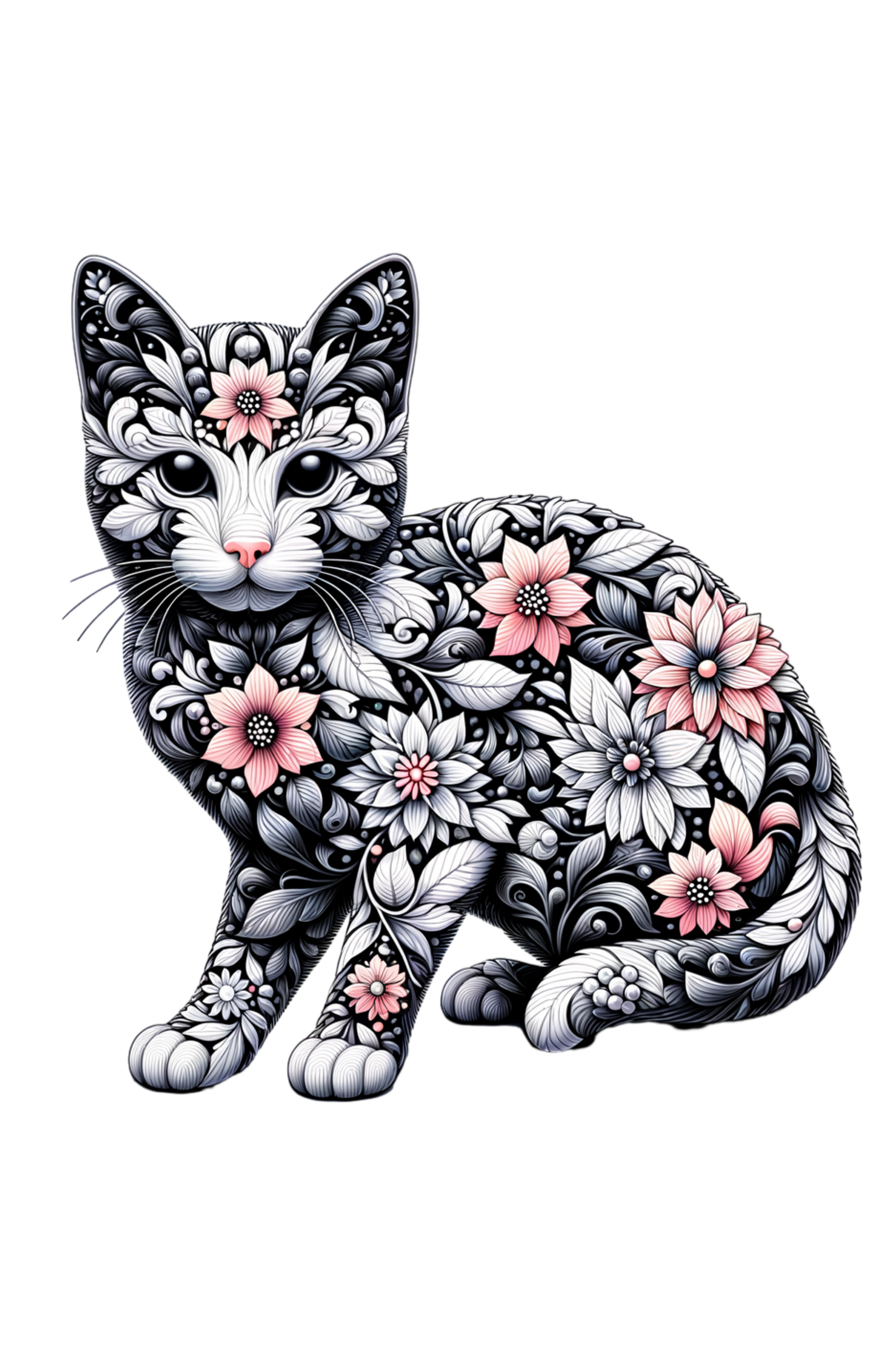 Fantasy Art Design  Floral cat