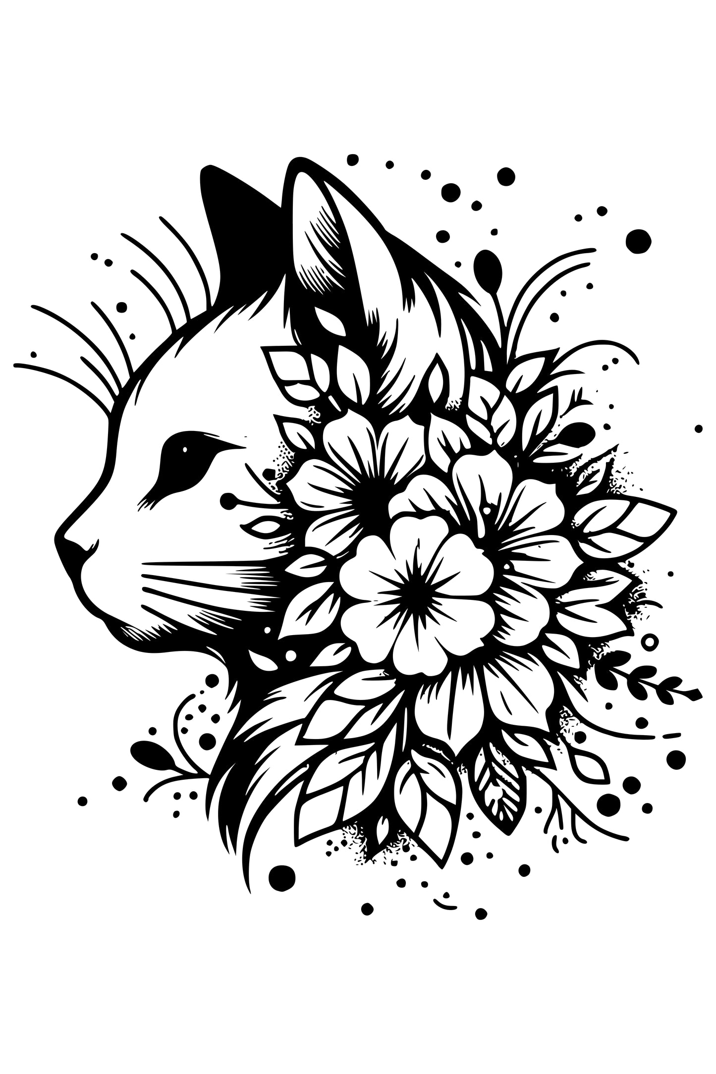 Fantasy Art Design  Floral cat