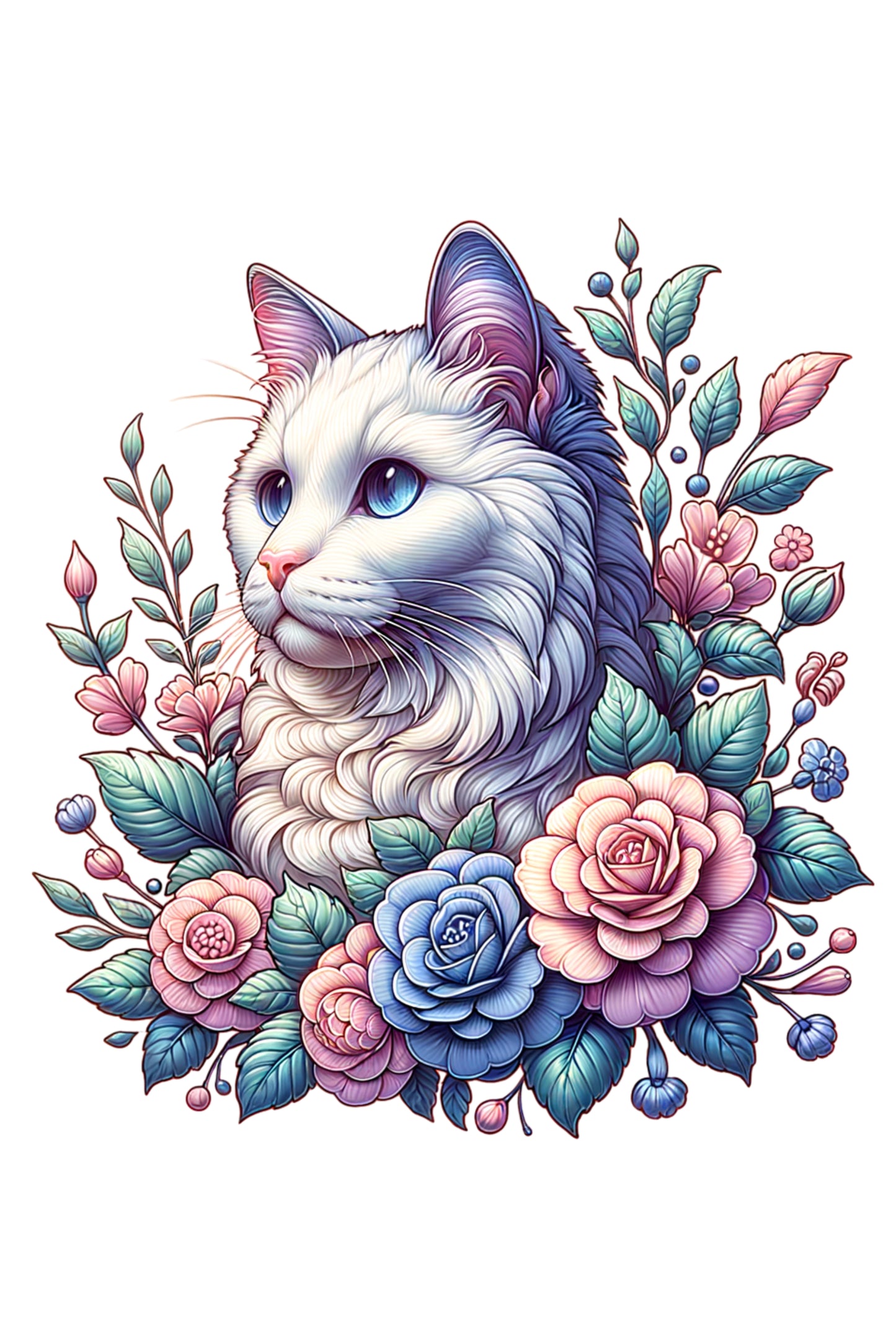 Fantasy Art Design  Floral cat