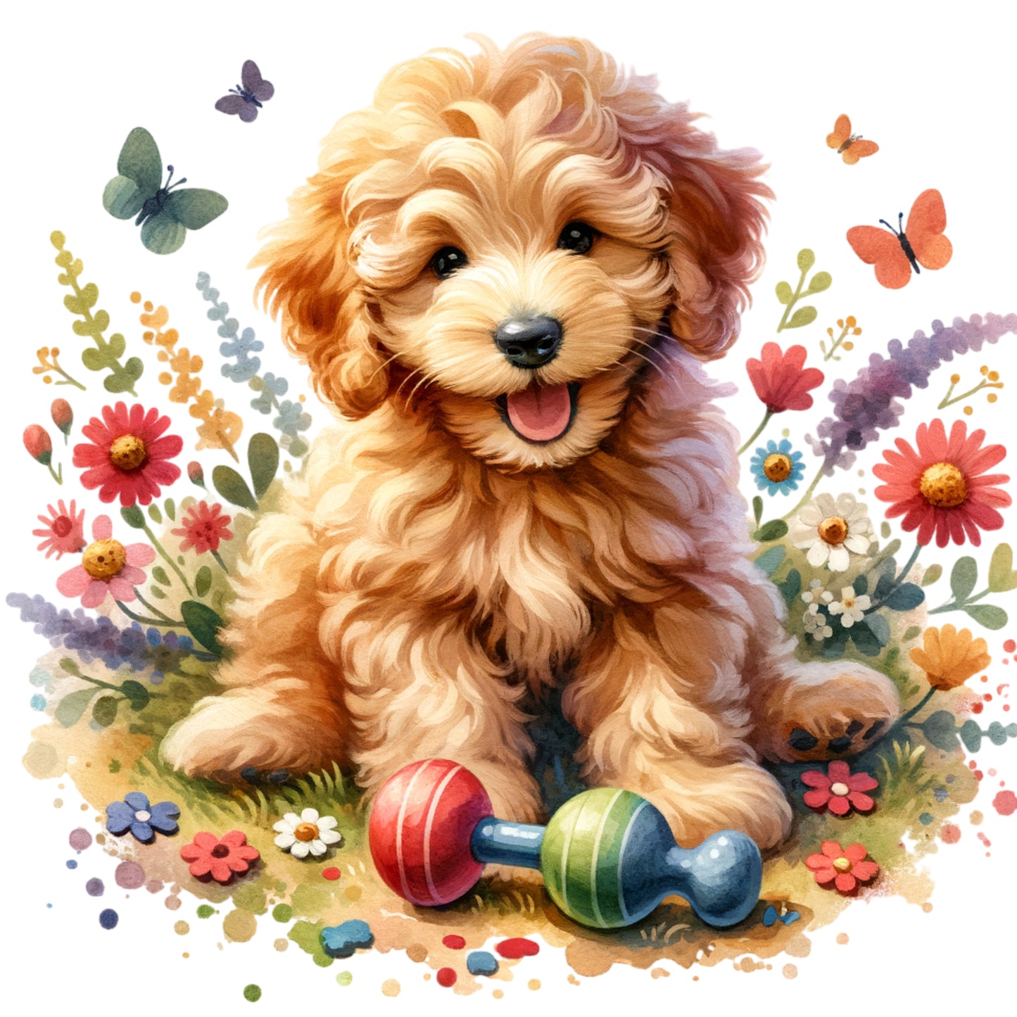 Fantasy Art Design Golden Doodle dog