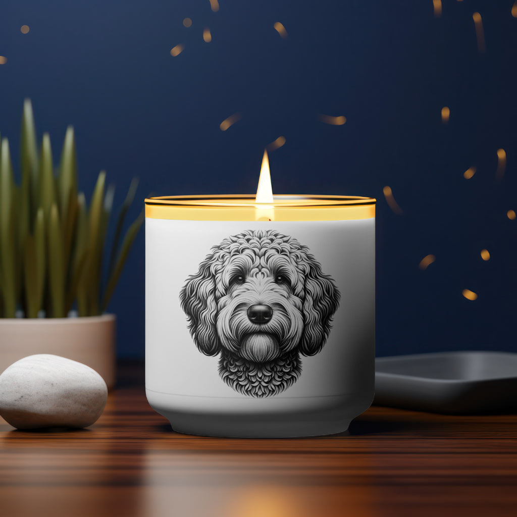 Golden doodle candle mockup