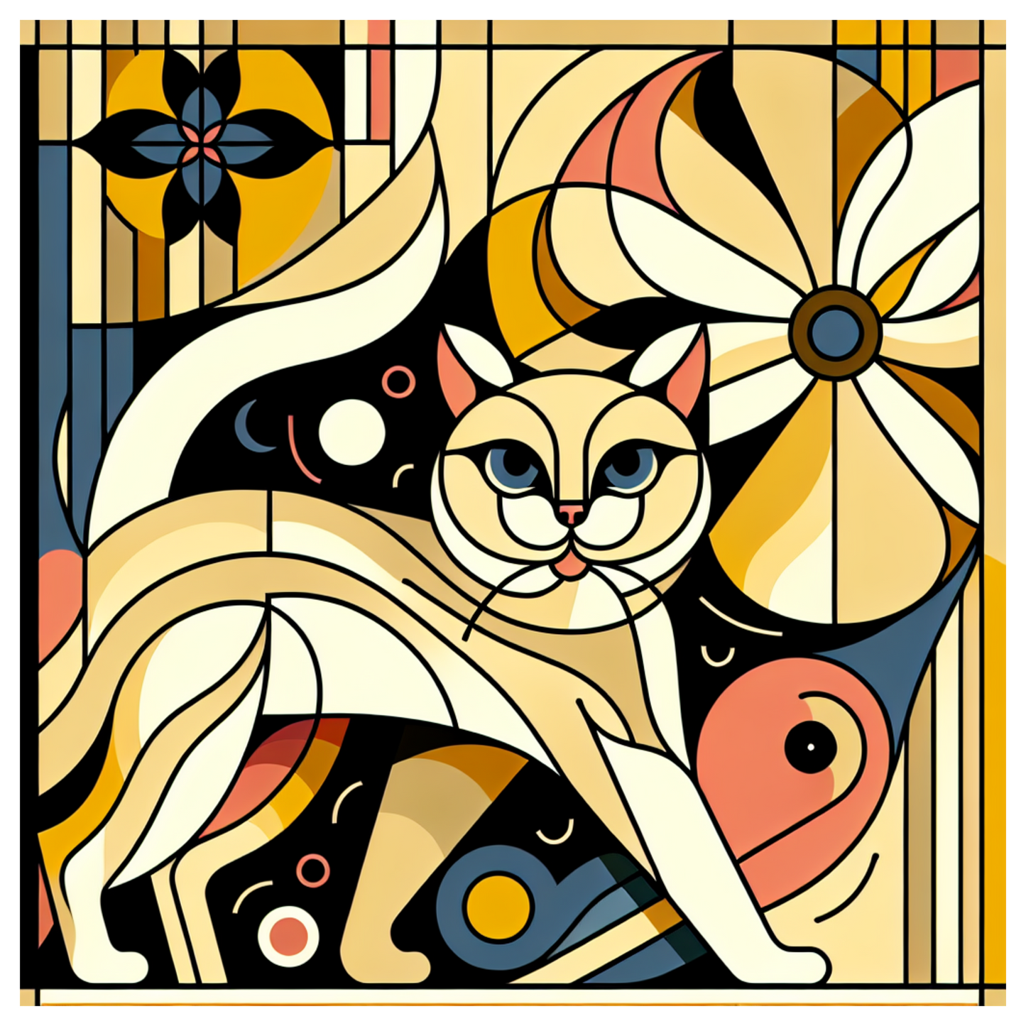 Fantasy Art Design  Floral cat