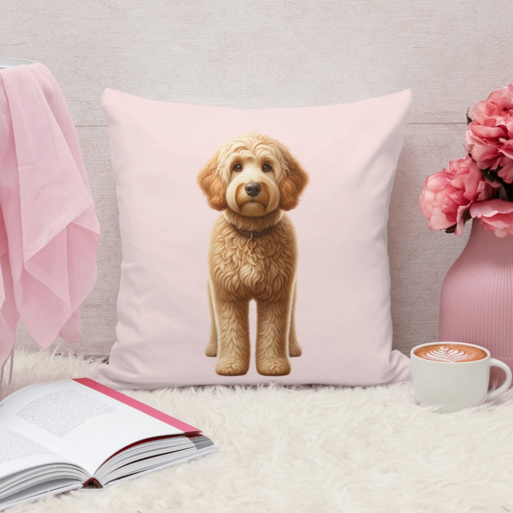 Golden doodle cushion mockup